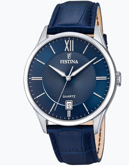 OROLOGIO FESTINA CLASSICS F20426/2 BLU CINTURINO IN PELLE, UOMO