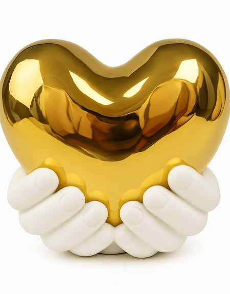 Scultura “Cuore nelle Mani” – Decorazione in ceramica dorata BONGELLI PREZIOSI