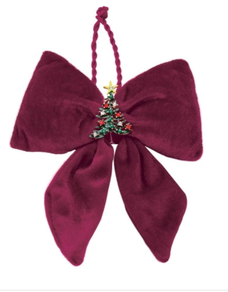 FIOCCO APP.VELLUTO BORDO' X'MAS 14X18CM