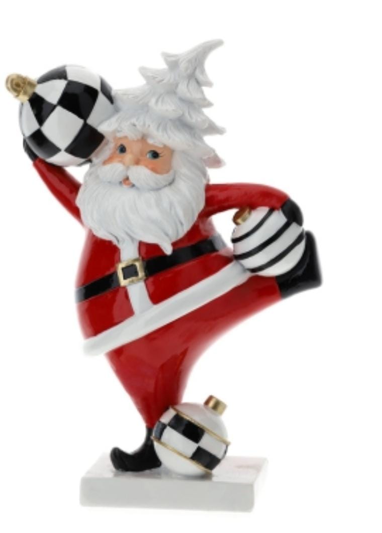 HERVIT BABBO NATALE FANCY Rosso in Resina Con Sfere Bianco/Nero |