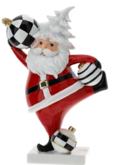 HERVIT BABBO NATALE FANCY Rosso in Resina Con Sfere Bianco/Nero |