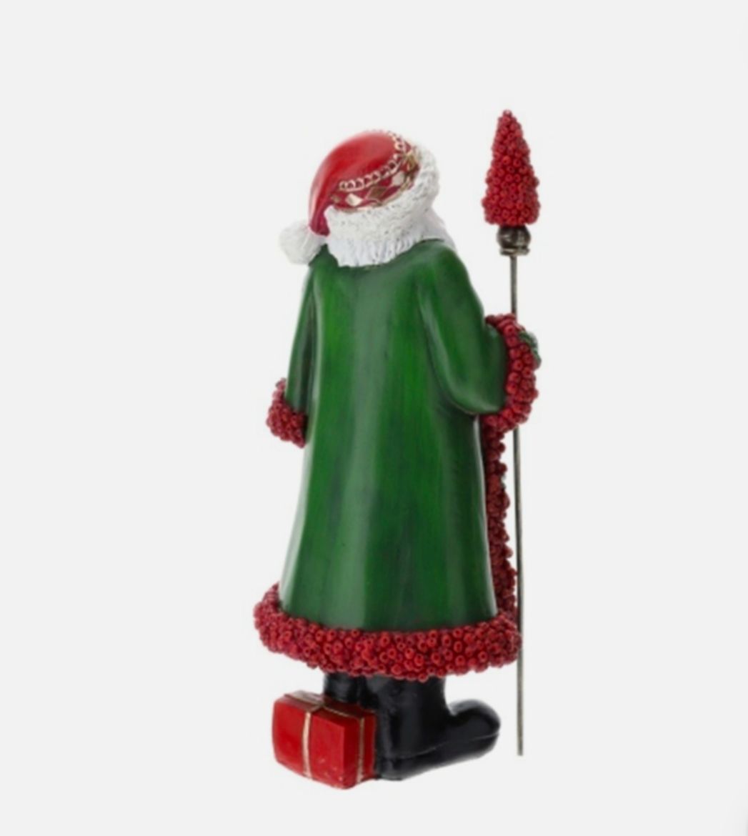 Hervit art. 30210 Babbo Natale resina bacche rosse 29 cm dipinto a mano