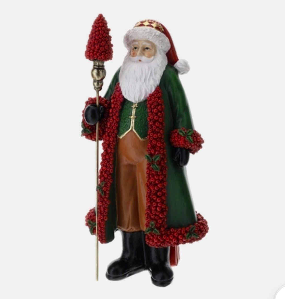 Hervit art. 30210 Babbo Natale resina bacche rosse 29 cm dipinto a mano