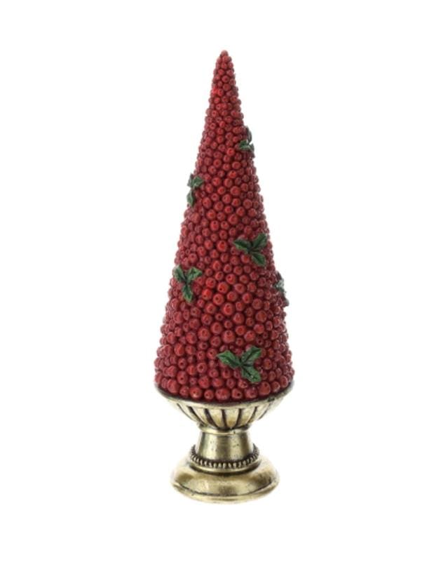 HERVIT Albero Cono Bacche Rosse 34 cm
