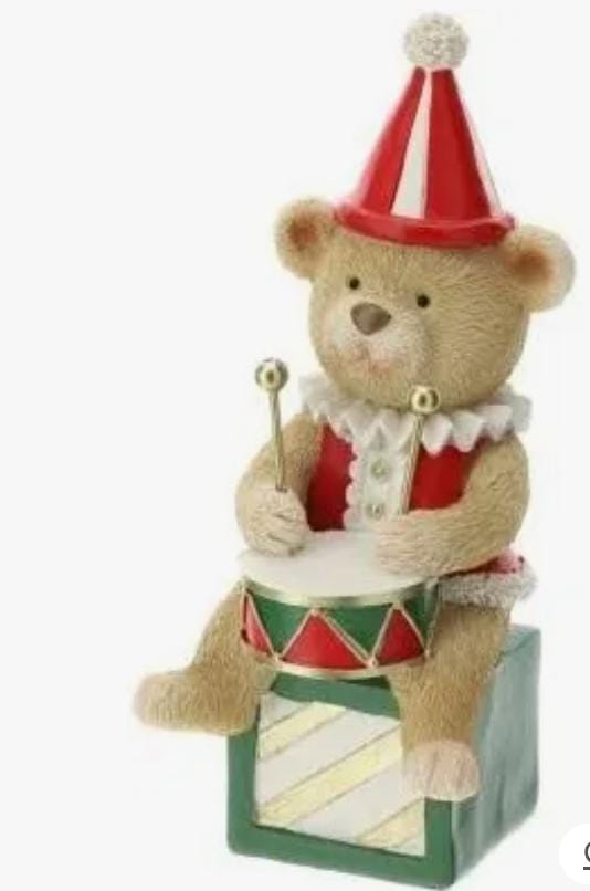 Hervit Orsetto seduto con tamburo 20 CM resina