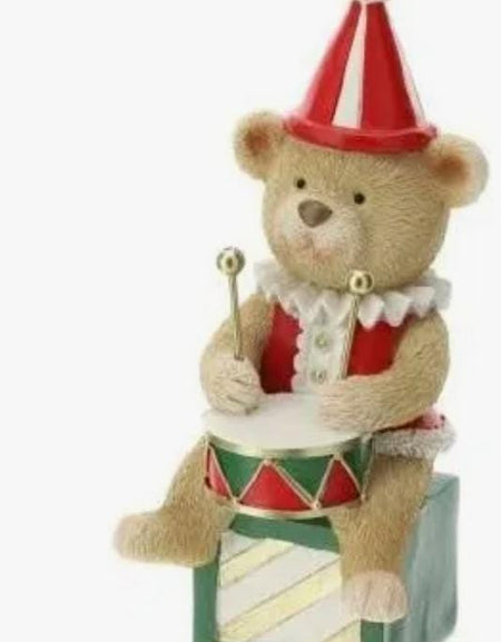 Hervit Orsetto seduto con tamburo 20 CM resina