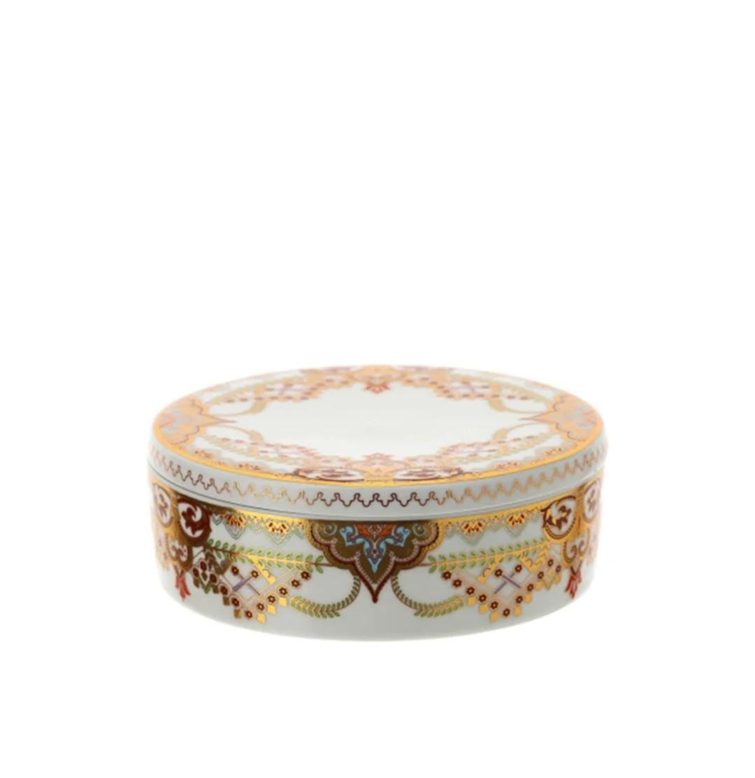 Hervit Scatola decorativa in porcellana "Thay" D12xH4,5 cm