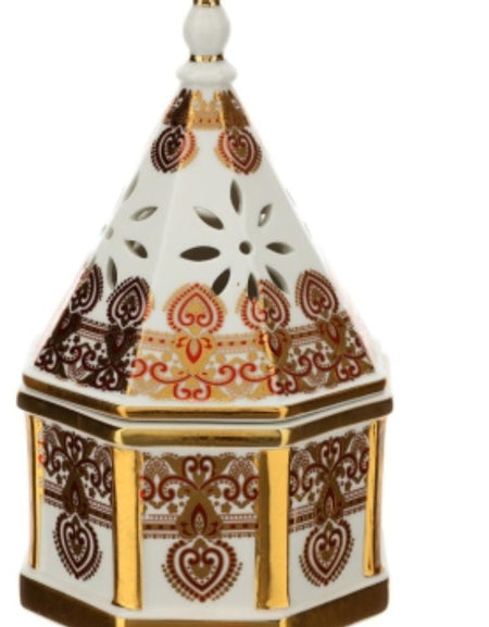 HERVIT CONT.OTTAGONALE PORC.BYZANTIUM 13XH22CM C/COPERCHIO TRAF.NEW BONE DEC.CUORI SCAT.REG