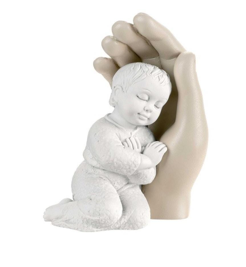 BONGELLI PREZIOSI Bomboniera Battesimo Scultura BIMBO CON MANO