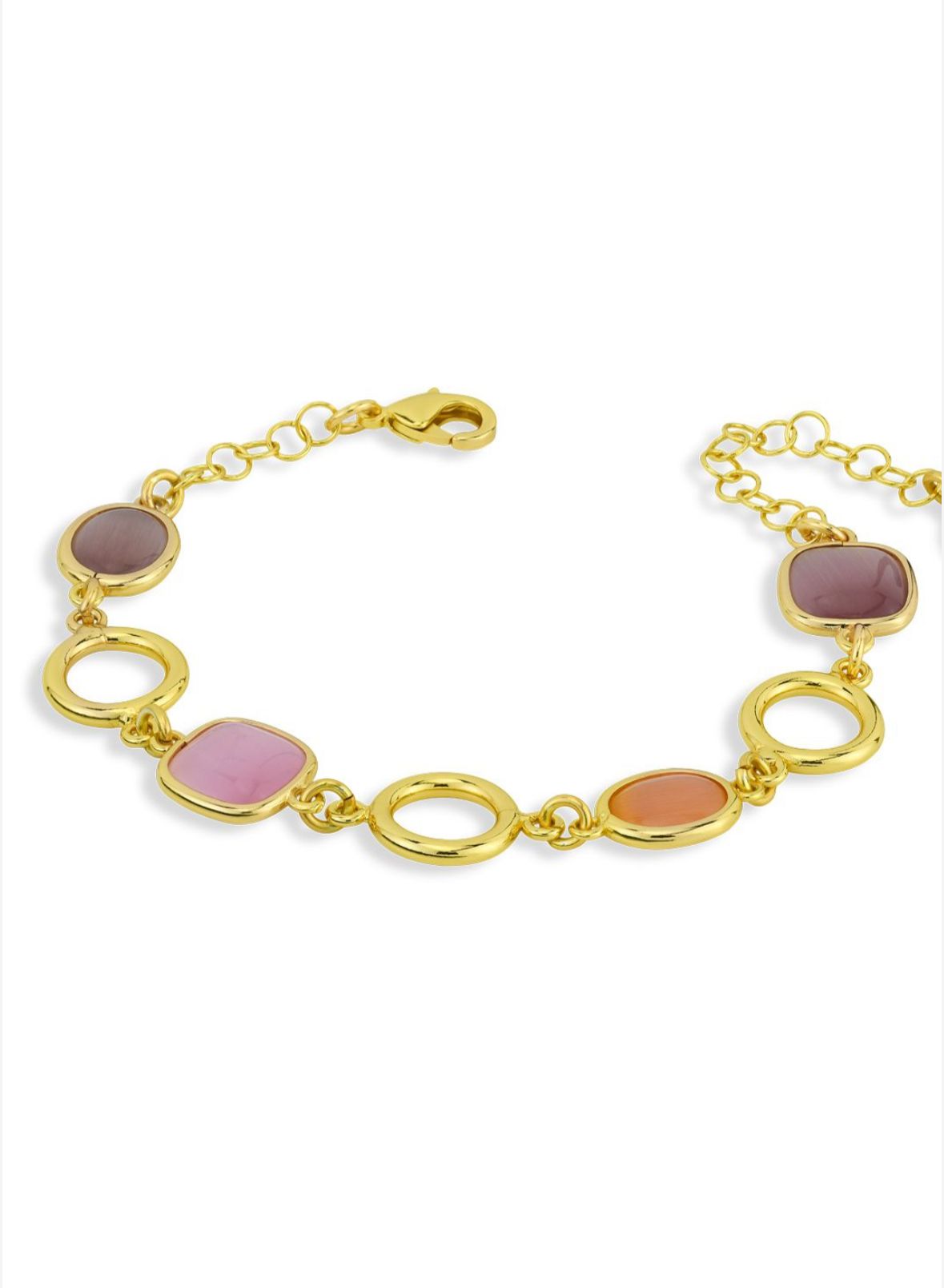 Bracciale placcato oro giallo con cristalli rosa baby, azzurro lattiginoso e white BOCCADAMO