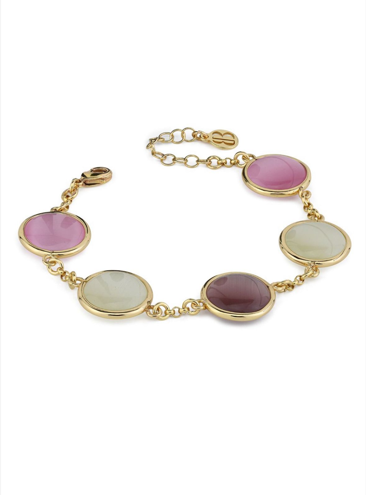 Bracciale placcato oro giallo con cristalli rosa chiaro, madreperla e purple BOCCADAMO