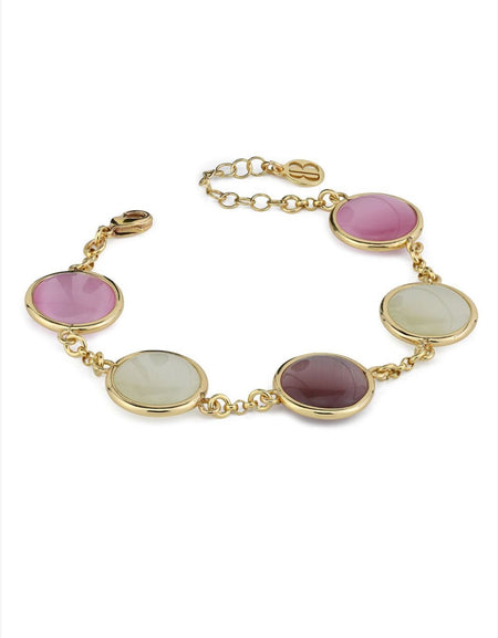Bracciale placcato oro giallo con cristalli rosa chiaro, madreperla e purple BOCCADAMO