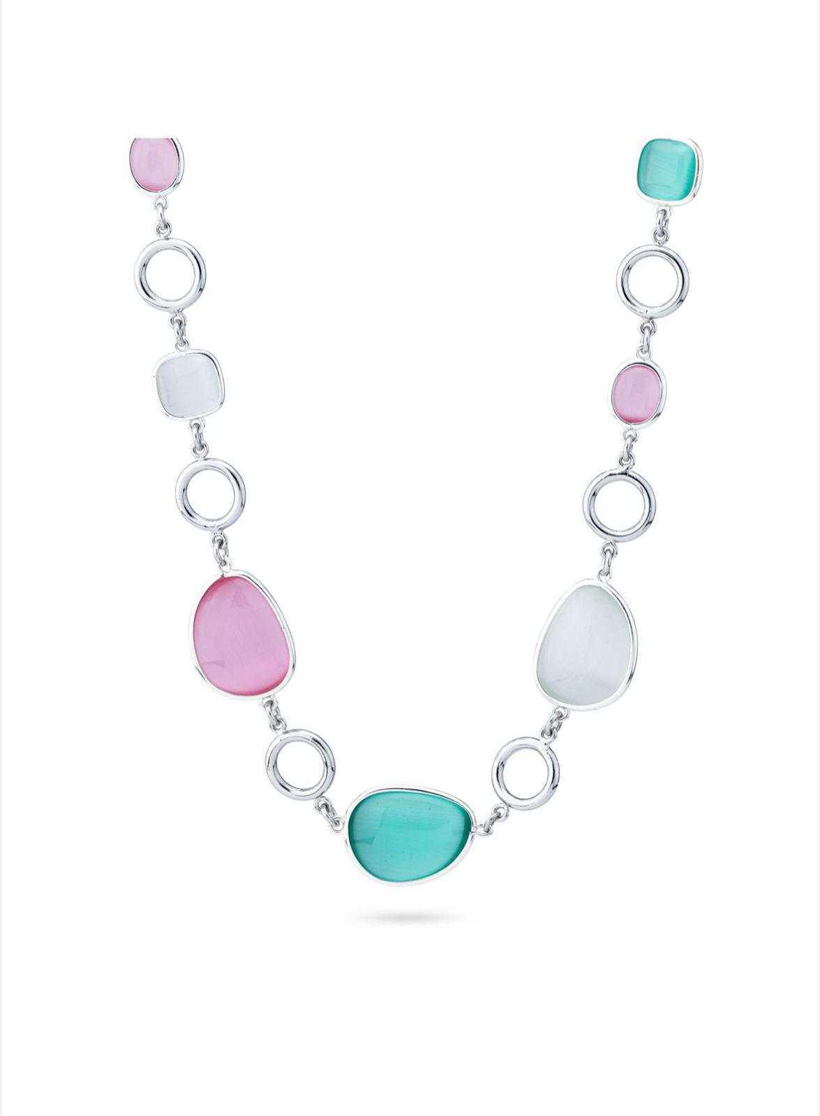 Collana rodiata con intercalari di cristalli multicolor  BOCCADAMO