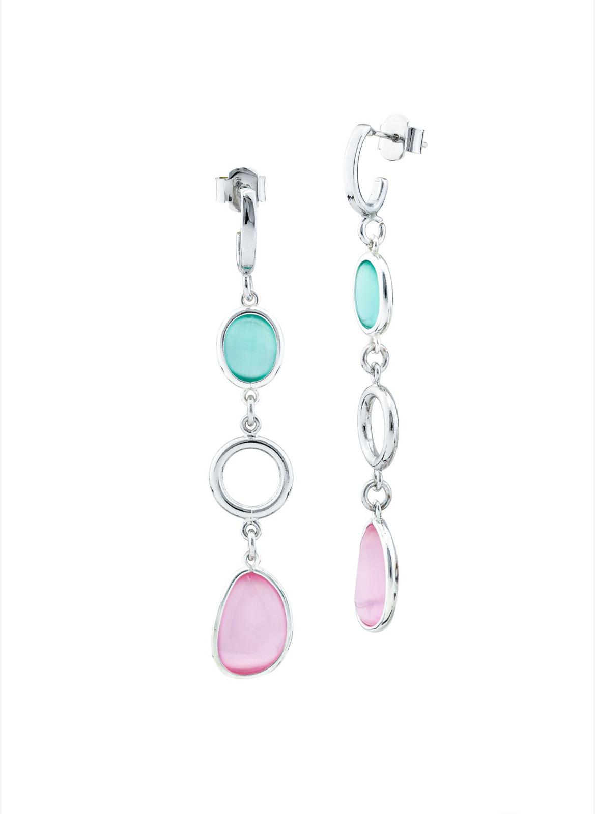 Orecchini a cerchio con cristalli acquamarina e rosa baby BOCCADAMO