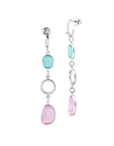 Orecchini a cerchio con cristalli acquamarina e rosa baby BOCCADAMO