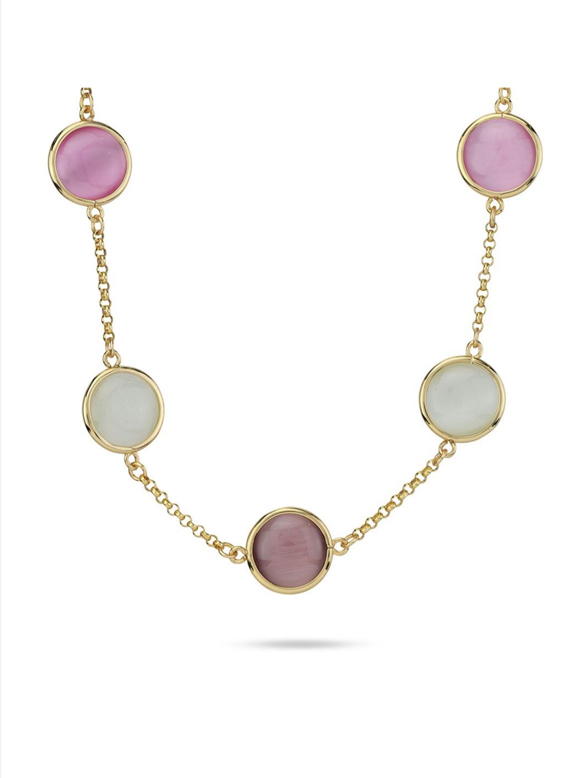Collana placcata oro giallo con cristalli rosa chiaro, madreperla e viola scuro BOCCADAMO