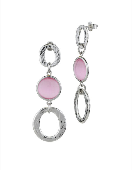 Orecchini pendenti con cristalli rosa chiaro e moduli circolari vuoti BOCCADAMO