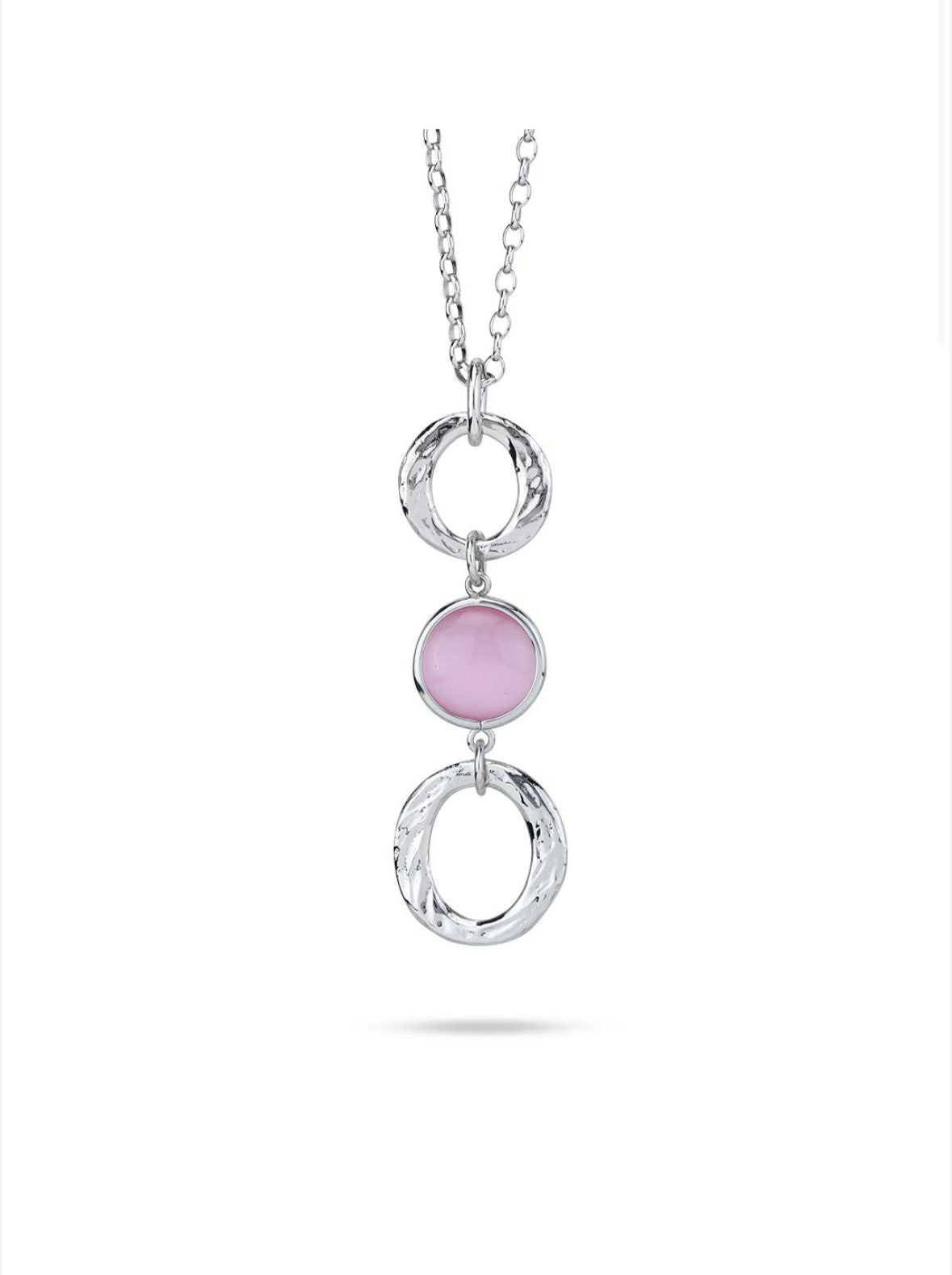 Collana con cristallo rosa chiaro e moduli circolari pendenti BOCCADAMO