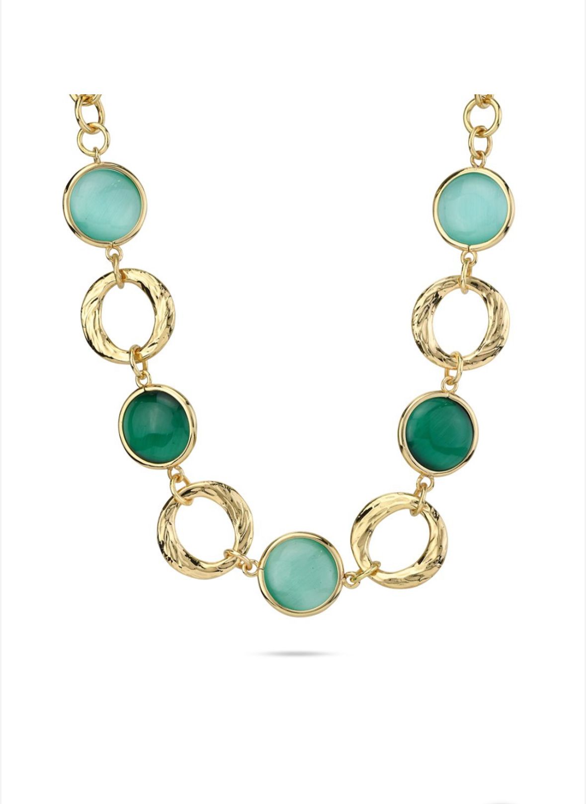 Collana placcata oro giallo con cristalli di colore verde acqua e verde scuro BOCCADAMO