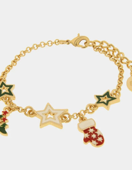 Bracciale in Metallo stelle colorate, albero di natale, guanto rosso BYSIMON