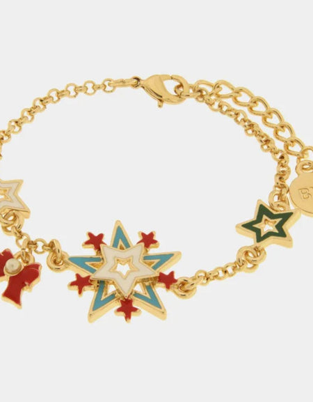 Bracciale in Metallo stelle colorate, fiocco rosso BYSIMON