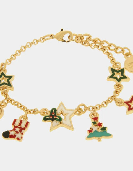 Bracciale in Metallo albero di Natale, stelle colorate e calza BYSIMON