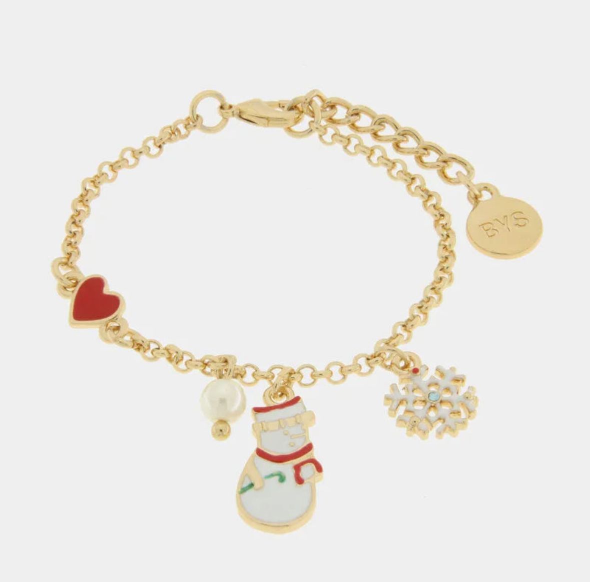 Bracciale in Metallo con pupazzo di neve e fiocchi di neve BYSIMON