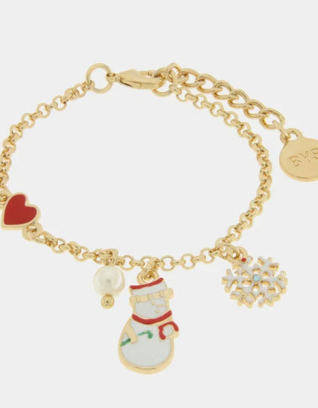Bracciale in Metallo con pupazzo di neve e fiocchi di neve BYSIMON