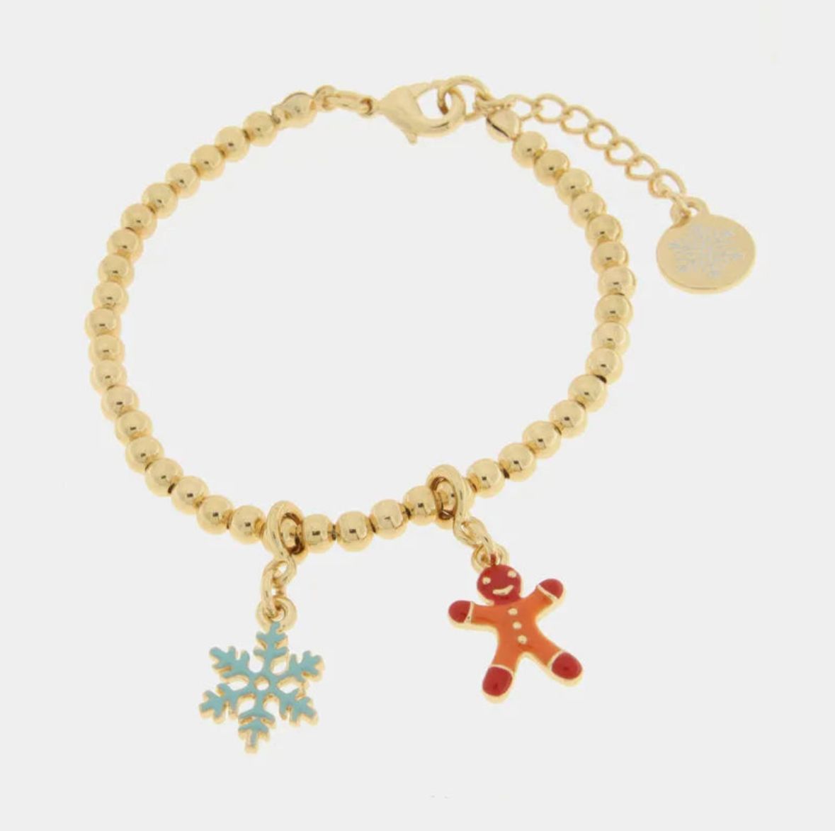 Bracciale in Metallo con fiocchi di neve e omino di pan di zenzero BYSIMON