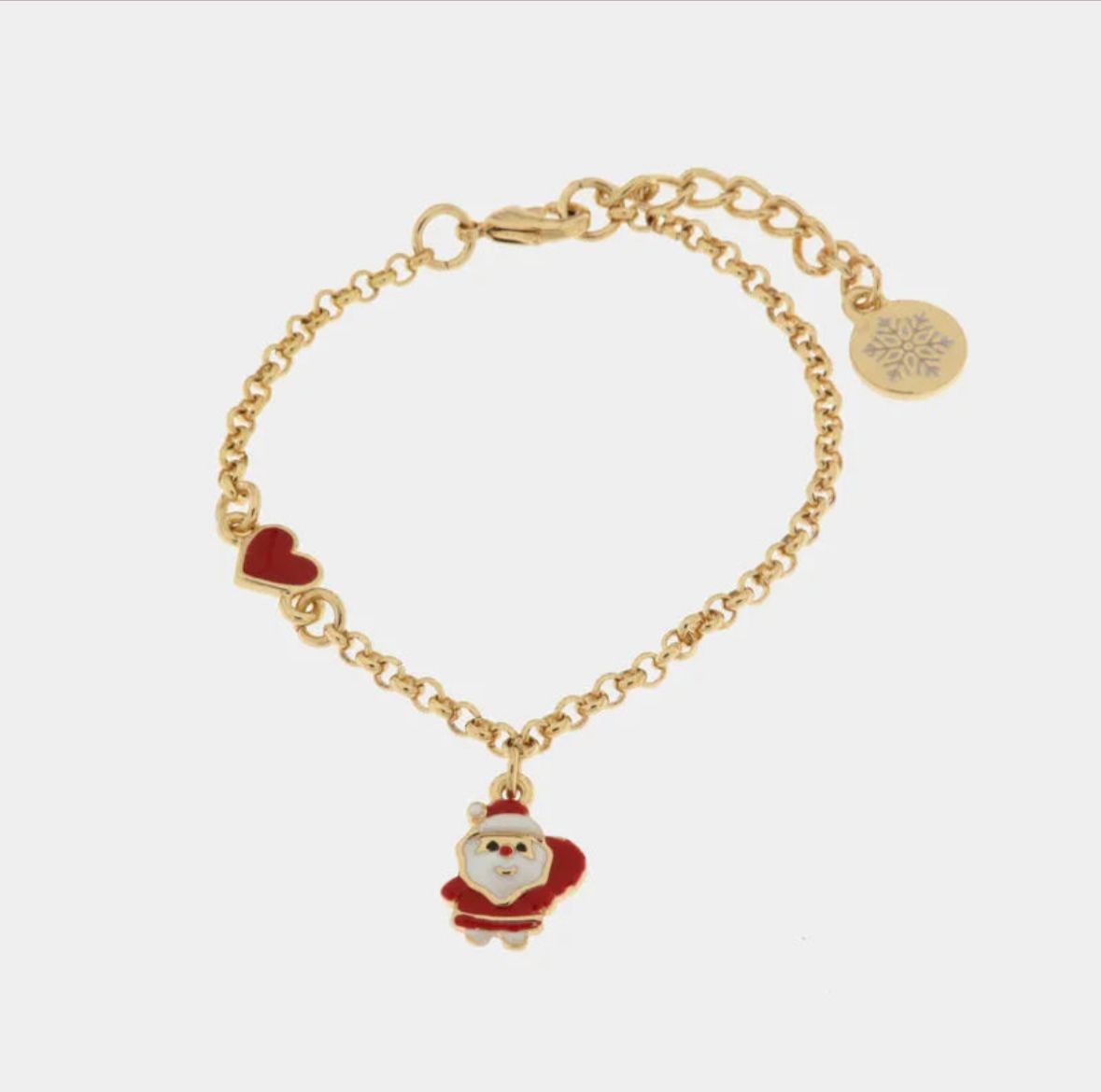 Bracciale in Metallo babbo natale e cuore rosso BYSIMON