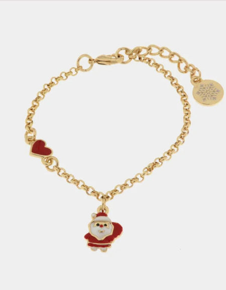 Bracciale in Metallo babbo natale e cuore rosso BYSIMON
