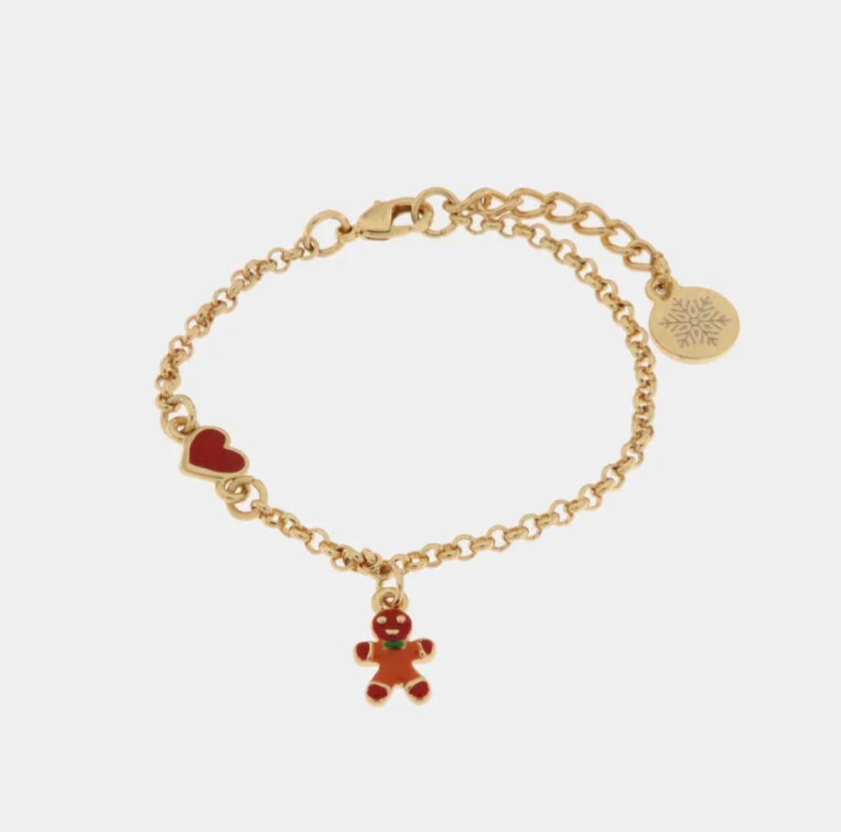 Bracciale in Metallo pan di zenzero e cuore rosso BYSIMON