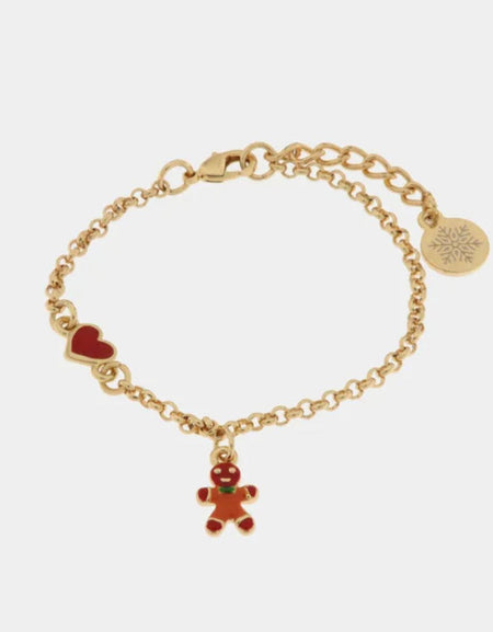 Bracciale in Metallo pan di zenzero e cuore rosso BYSIMON