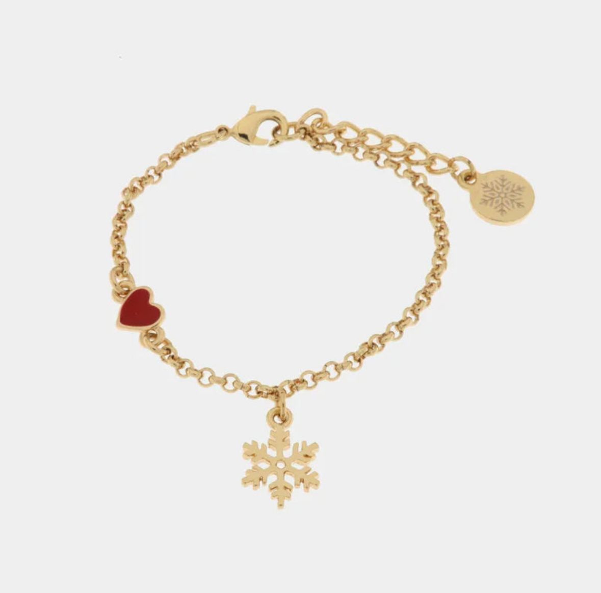 Bracciale in Metallo pan di zenzero e cuore rosso BYSIMON