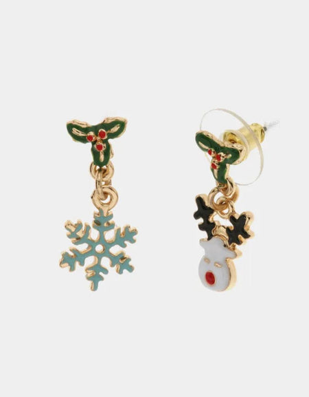Orecchini in Metallo con fiocco di neve e pupazzo BYSIMON