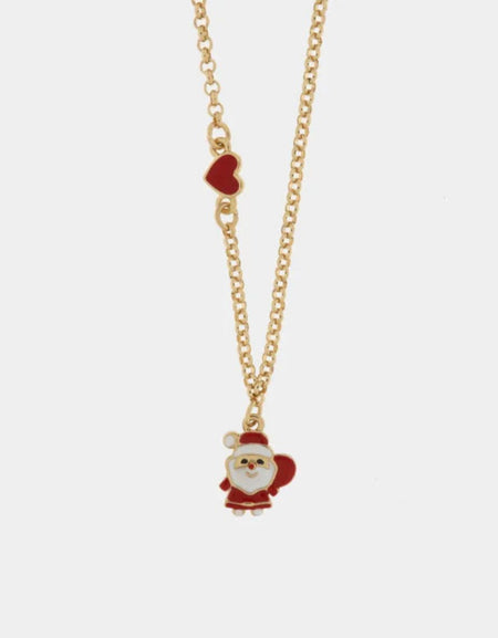 Collana in Metallo Babbo Natale e cuore rosso BYSIMON