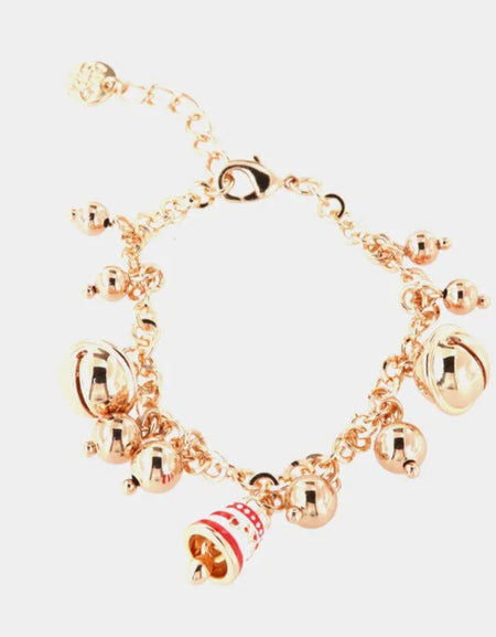 Bracciale in Metallo con sonagli e ciondolo natalizio BYSIMON