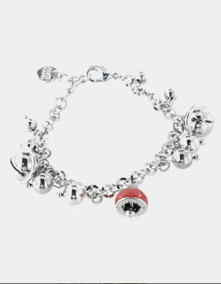 Bracciale in Metallo con sonagli e ciondolo pendente a forma di campanella portafortuna natalizia BYSIMON