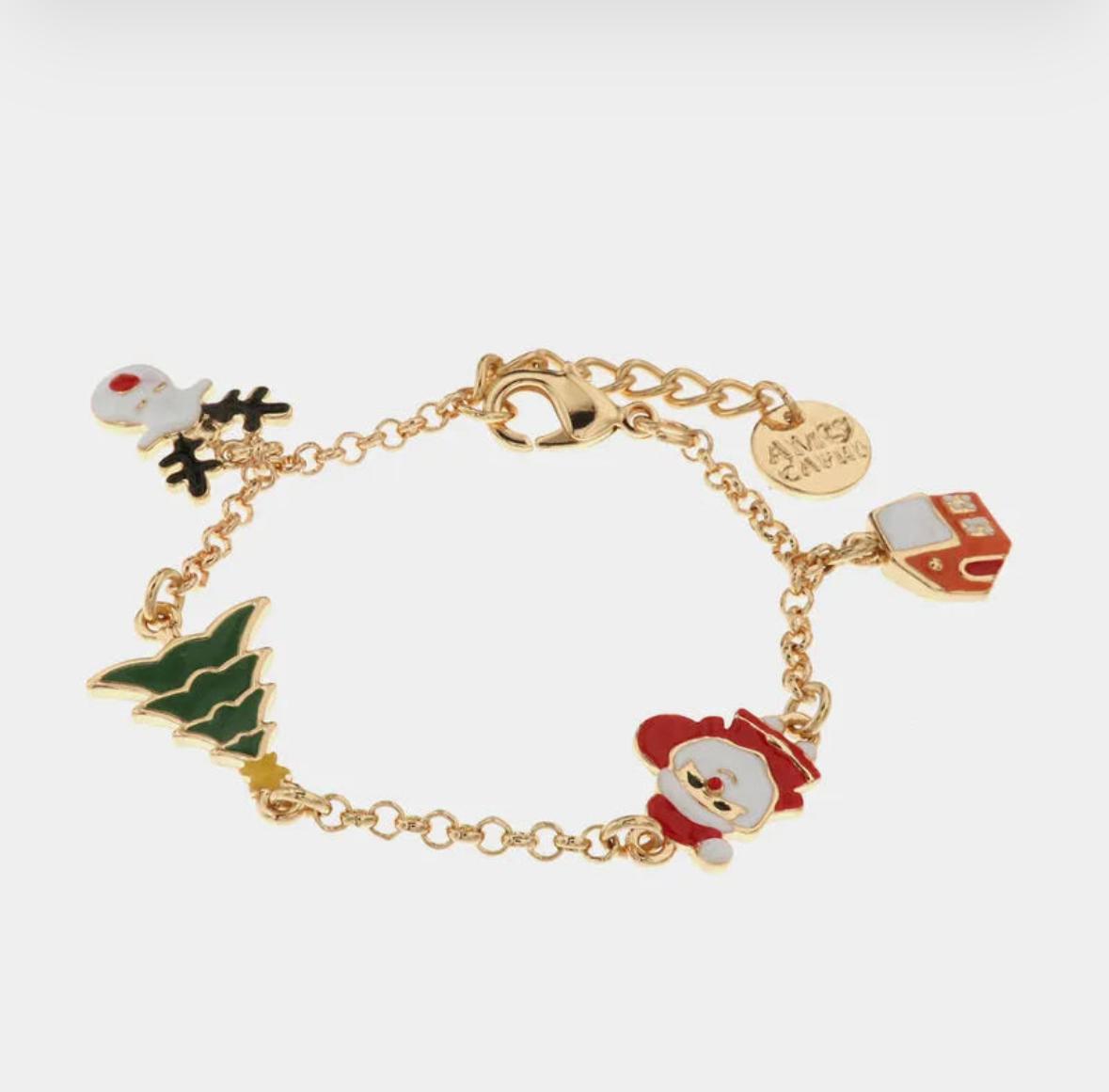 Bracciale in Metallo con babbo natale, albero, casa e pupazzo di neve BYSIMON