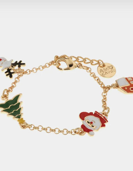 Bracciale in Metallo con babbo natale, albero, casa e pupazzo di neve BYSIMON