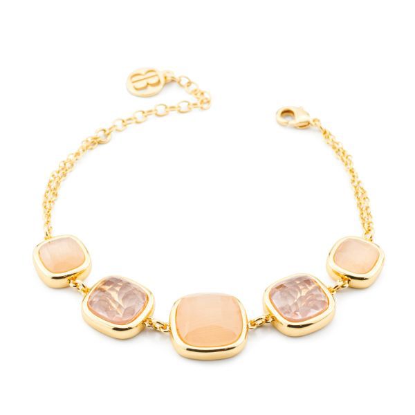 Bracciale placcato oro giallo con cristalli ametista chiaro e pesca BOCCADAMO