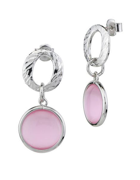 Orecchini pendenti con cristalli rosa chiaro e modulo circolare BOCCADAMO