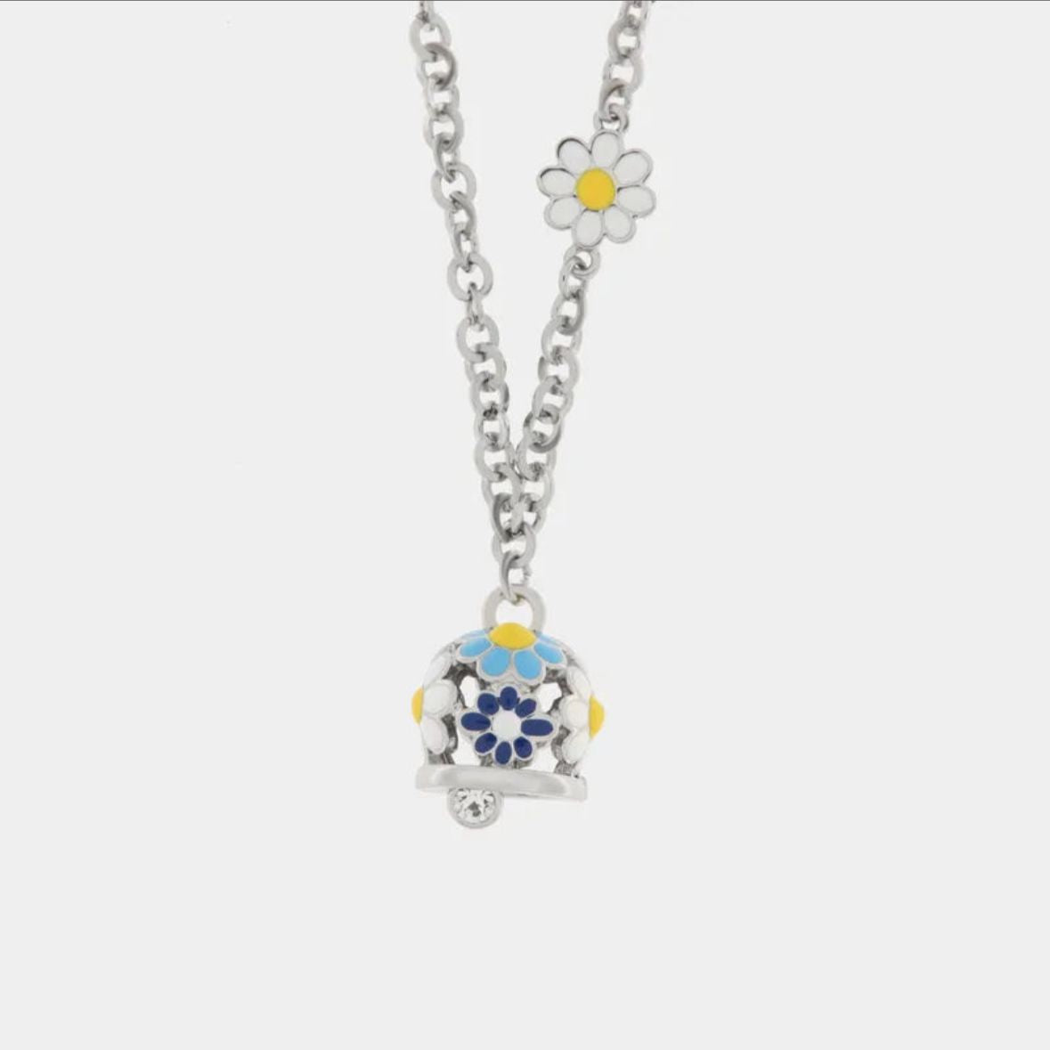 Collana in Metallo campanella con fiori blu AMOCAPRI