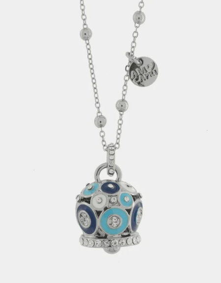 Collana in Metallo con campana a pois blu e azzurro e zirconi grande AMOCAPRI