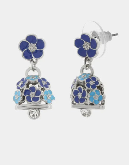 Orecchini in Metallo con campanella e fiori blu, azzurri e bianchi AMOCAPRI