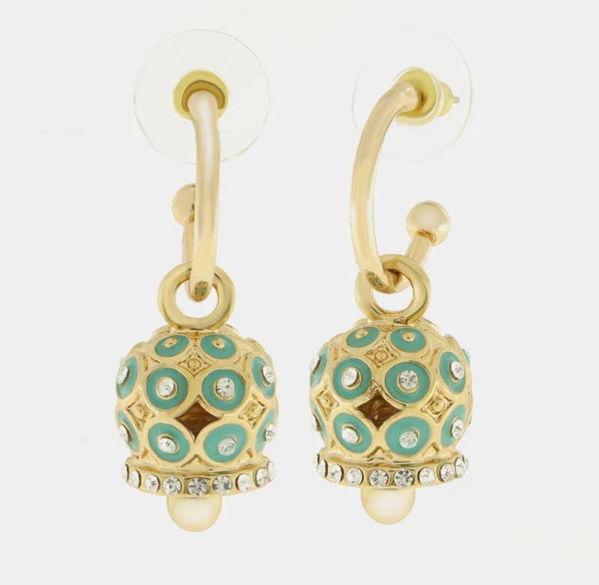 Orecchini in Metallo con campanella a pois verde e zirconi AMOCAPRI