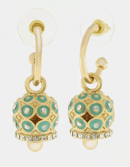 Orecchini in Metallo con campanella a pois verde e zirconi AMOCAPRI