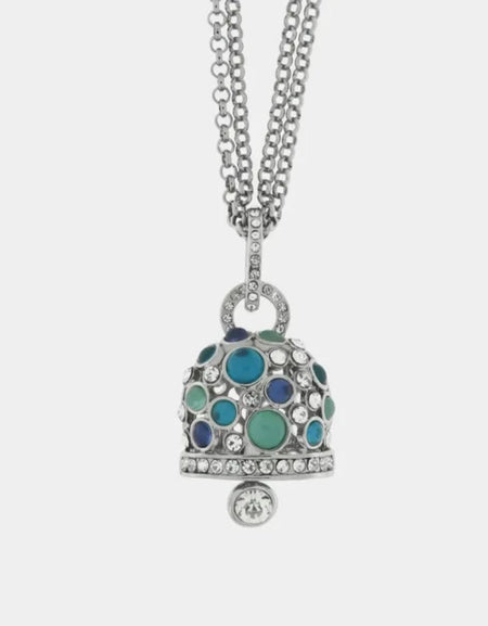 Collana in Metallo campana pendente con cristalli bianchi e blu AMOCAPRI