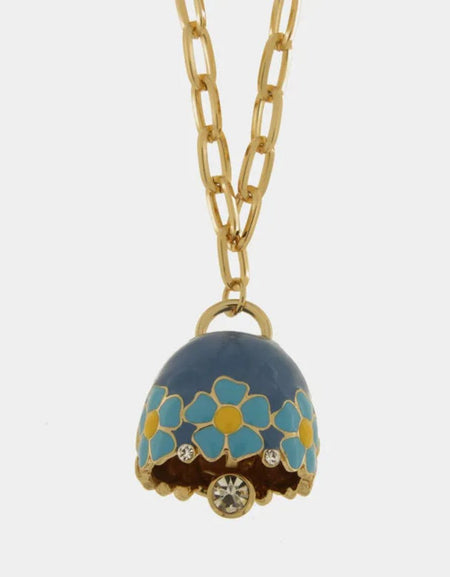 Collana in Metallo con campanella blu e fiori AMOCAPRI