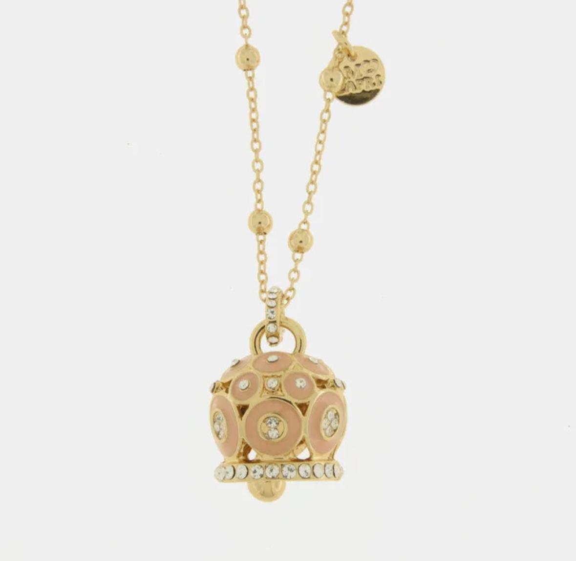 Collana in Metallo con campana a pois rosa e zirconi grande AMOCAPRI